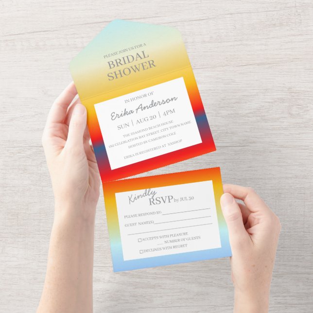 Ocean Horizon Bridal Shower All in One Invitation (Tearaway)