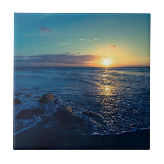 Ocean Horizon Sunset Ceramic Tile (Front)