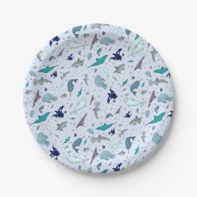 Ocean in Blue Paper Plate (Front)