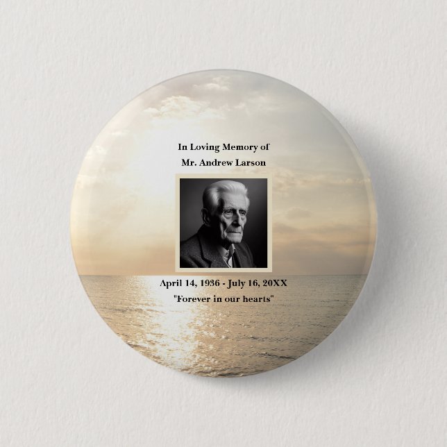 Ocean In Loving Memory Funeral Memorial Keepsake 6 Cm Round Badge (Front)