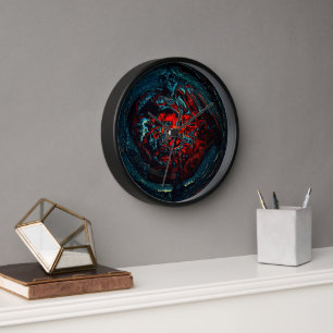 Ocean Inferno Red Glow Clock
