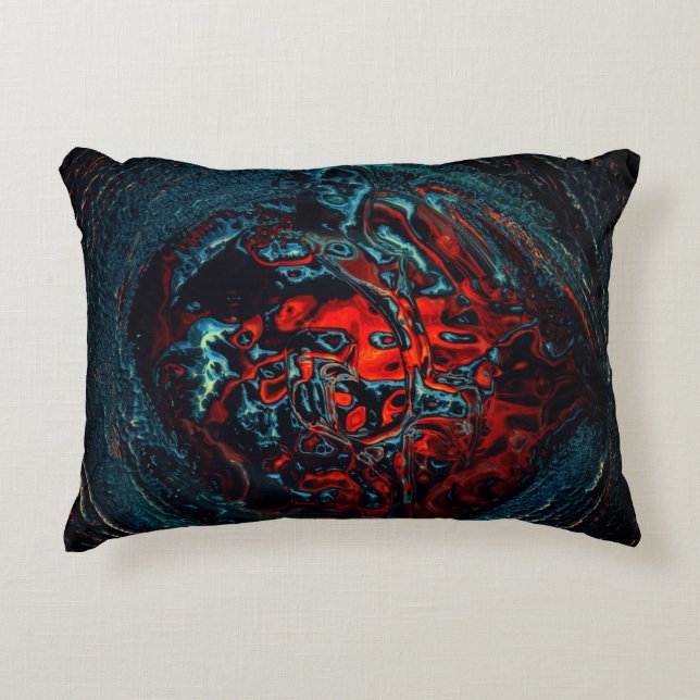 Ocean Inferno Red Glow Decorative Cushion (Front)