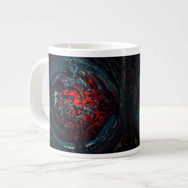 Ocean Inferno Red Glow Large Coffee Mug (Front Left)