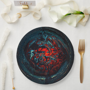 Ocean Inferno Red Glow Paper Plate