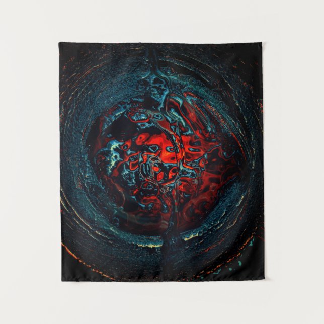 Ocean Inferno Red Glow Tapestry (Front)