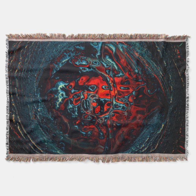 Ocean Inferno Red Glow Throw Blanket (Front)