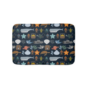 Ocean Inhabitants Pattern 1 Bath Mat