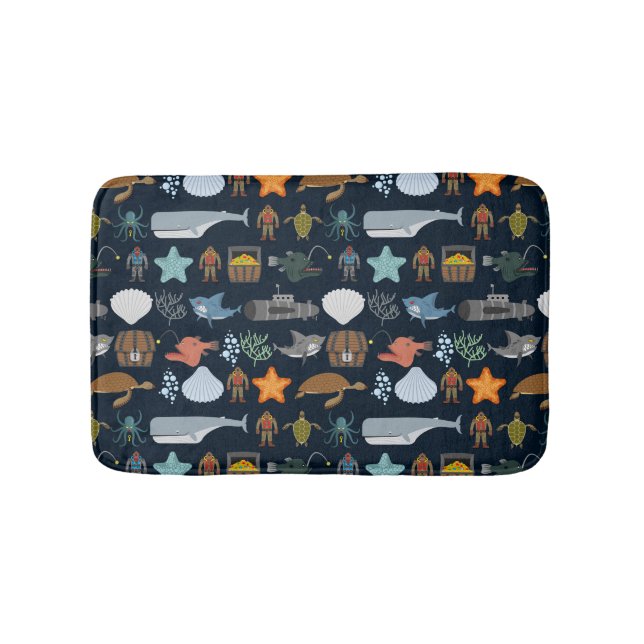 Ocean Inhabitants Pattern 1 Bath Mat (Front)