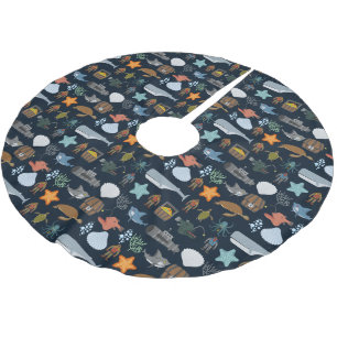 Ocean Inhabitants Pattern 1 Brushed Polyester Tree Skirt