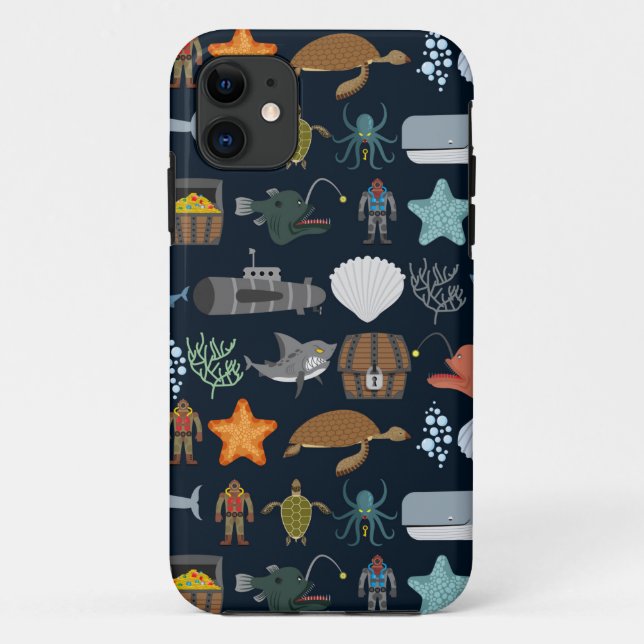 Ocean Inhabitants Pattern 1 Case-Mate iPhone Case (Back)