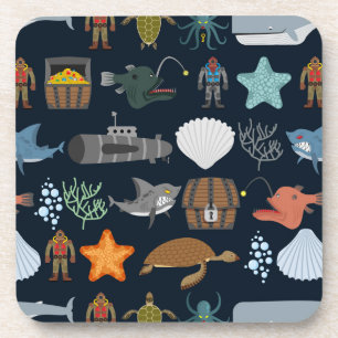 Ocean Inhabitants Pattern 1 Coaster