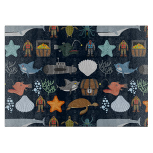 Ocean Inhabitants Pattern 1 Cutting Board