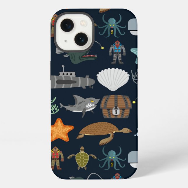 Ocean Inhabitants Pattern 1 iPhone Case (Back)