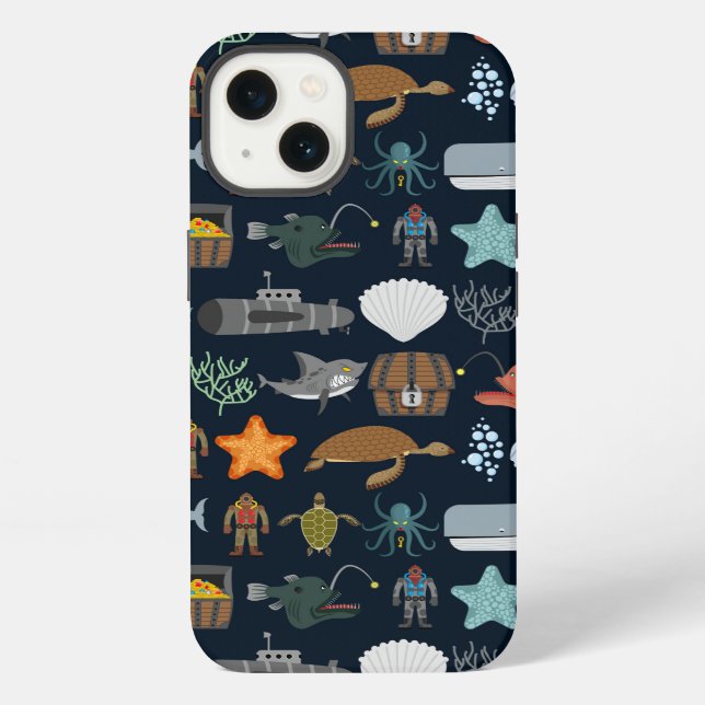 Ocean Inhabitants Pattern 1 iPhone Case (Back)