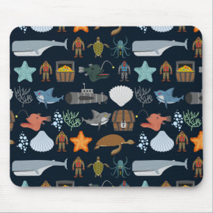 Ocean Inhabitants Pattern 1 Mouse Pad