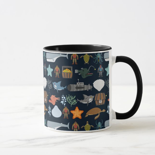 Ocean Inhabitants Pattern 1 Mug (Right)