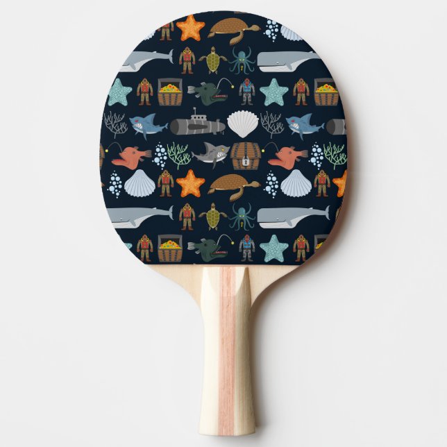 Ocean Inhabitants Pattern 1 Ping Pong Paddle (Front)