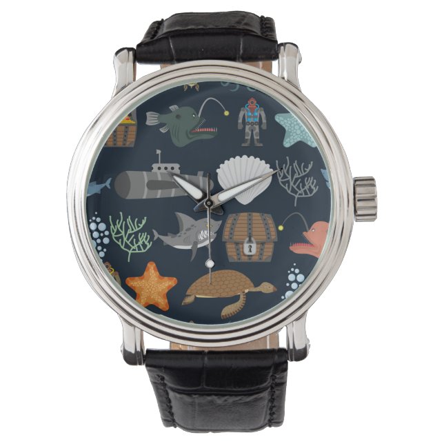 Ocean Inhabitants Pattern 1 Watch (Front)