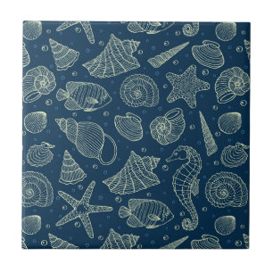 Ocean Inhabitants Pattern 2 Ceramic Tile