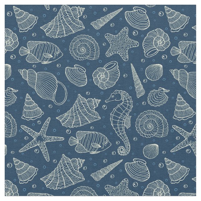 Ocean Inhabitants Pattern 2 Fabric (Close Up)