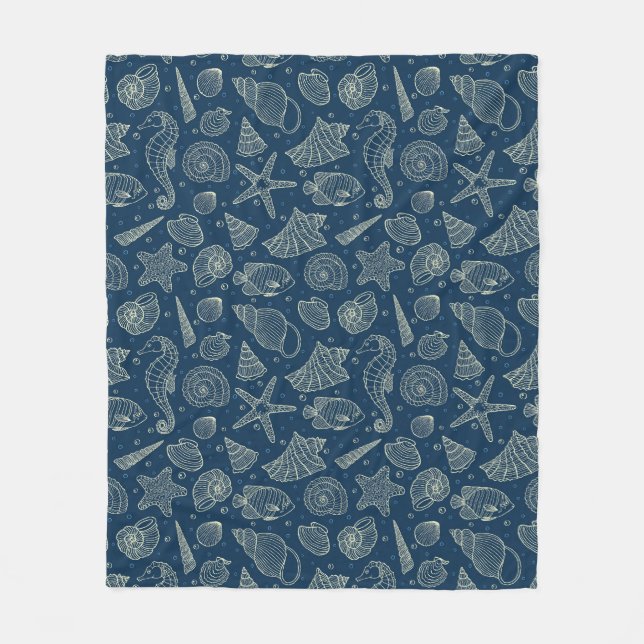 Ocean Inhabitants Pattern 2 Fleece Blanket (Front)