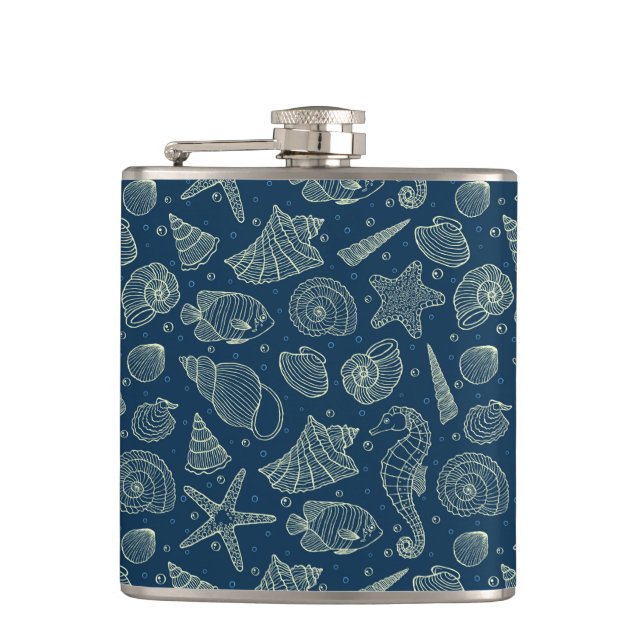 Ocean Inhabitants Pattern 2 Hip Flask (Front)