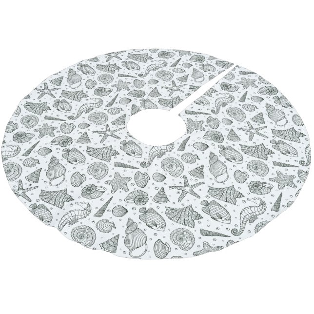 Ocean Inhabitants Pattern 3 Brushed Polyester Tree Skirt (Angled)