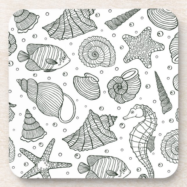 Ocean Inhabitants Pattern 3 Coaster (Front)
