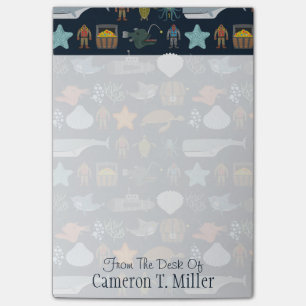 Ocean Inhabitants Pattern Add Your Name Post-it Notes
