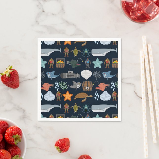 Ocean Inhabitants Pattern Napkin (Insitu)
