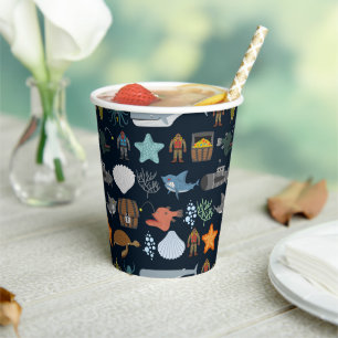 Ocean Inhabitants Pattern Paper Cups