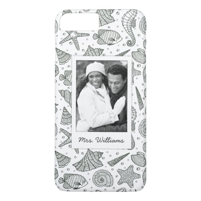 Ocean Inhabitants Pattern | Your Photo & Name Case-Mate iPhone Case (Back)