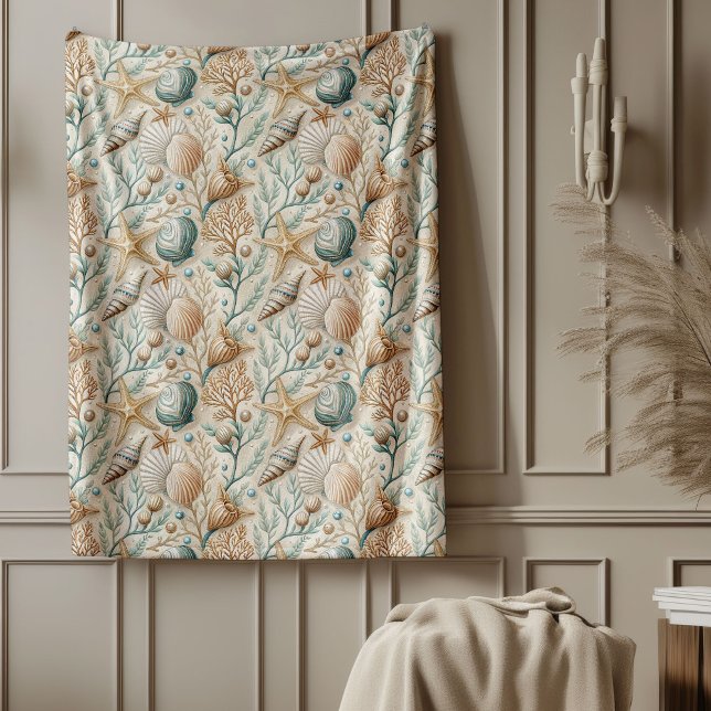 Ocean Inspired Blanket with Gentle Seashell Motifs (Ocean Inspired Blanket with Gentle Seashell Motifs)