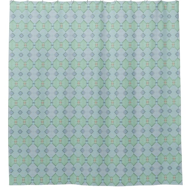 Ocean-Inspired Blue and Green Shower Curtain (Front)