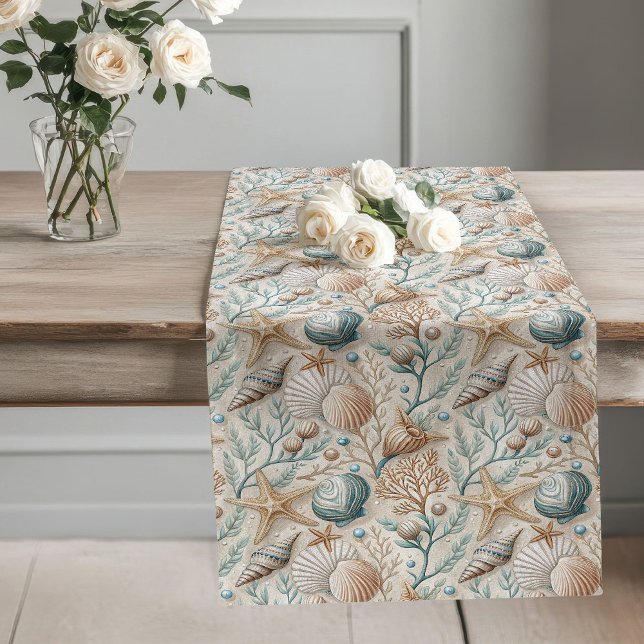 Ocean-Inspired Table Runner Serene Dining Setting (Ocean-Inspired Table Runner Serene Dining Setting)