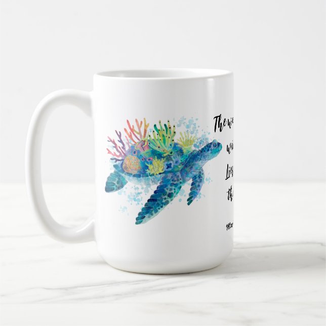 Ocean-Inspired Watercolor Coffee Mug (Left)