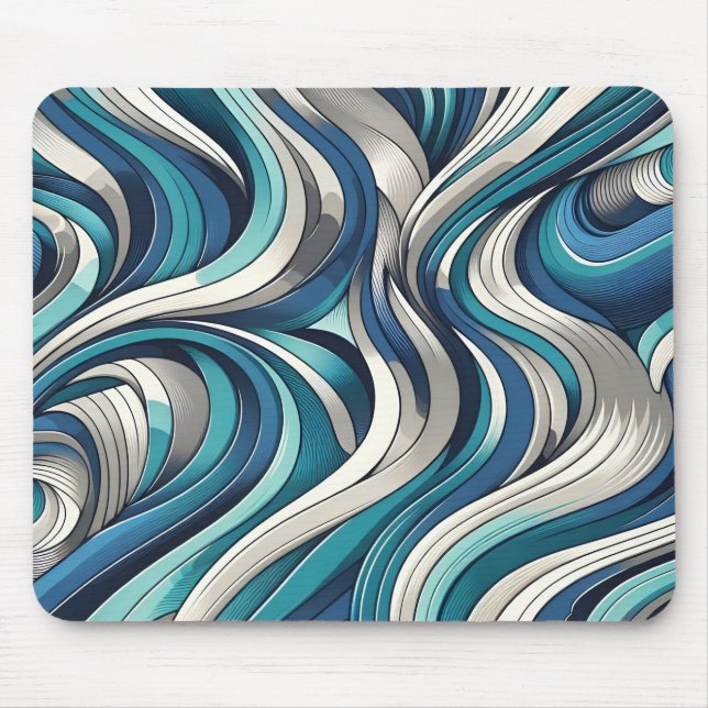 Ocean-Inspired Wave Pattern Mouse Pad (Front)