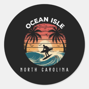 Ocean Isle Beach North Carolina Surfboard Waves Be Classic Round Sticker