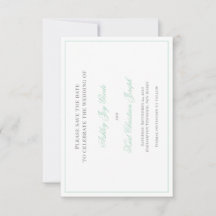 Ocean Jade, mint green classic save the date card