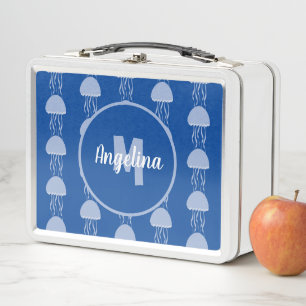 Ocean Jellyfish Blue Metal Lunch Box