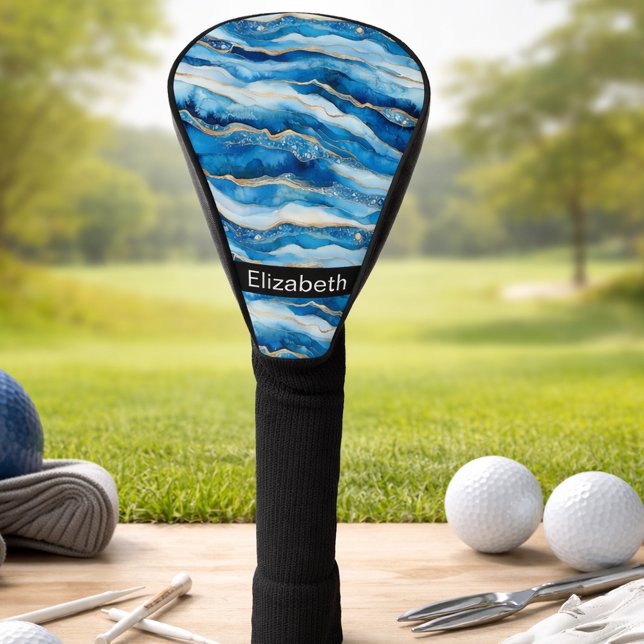 Ocean Jewelled Agate Personalised Golf Head Cover (Creator Uploaded)