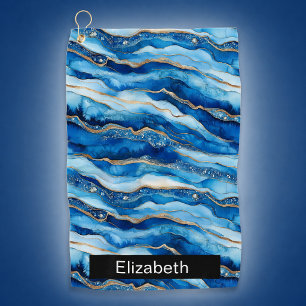 Ocean Jewelled Agate Personalised Golf Towel