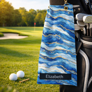 Ocean Jewelled Agate Personalised Golf Towel