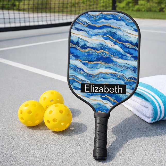 Ocean Jewelled Agate Personalised Pickleball Paddle (Creator Uploaded)