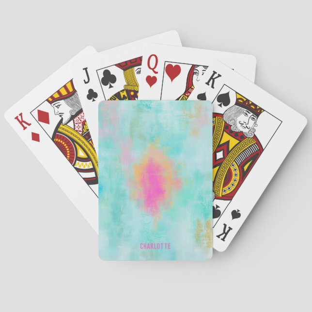 Ocean Joyride - Sand Beach Blue Turquoise Abstract Playing Cards (Back)