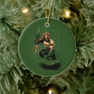 Ocean King Trident Warrior Dynamic Comic Art Ceramic Ornament