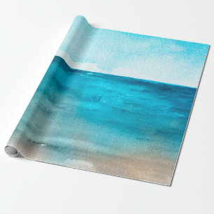Ocean landscape. Beautiful watercolor hand paintin Wrapping Paper