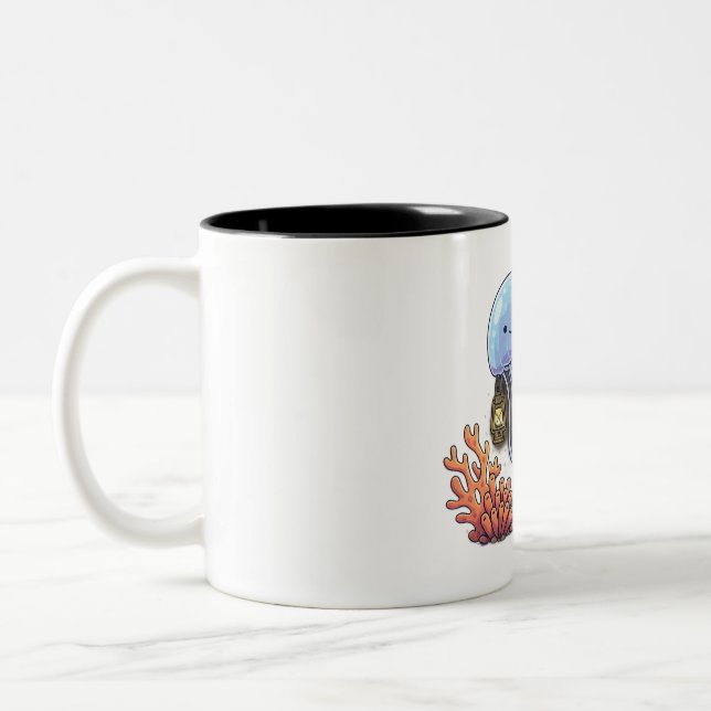 Ocean Lantern Jellyfish Two-Tone Coffee Mug (Left)