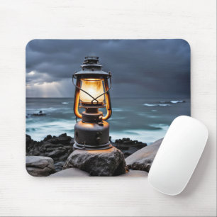 Ocean Lantern On Rocks Mouse Pad
