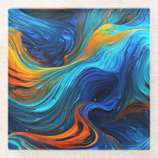 Ocean Lava "Tempestial"  Glass Coaster (Front)
